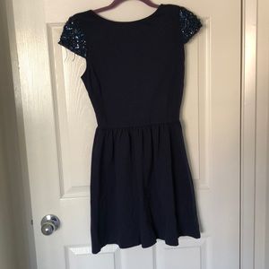 Navy blue mini dress.